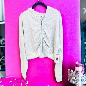 NWT Juicy by Juicy Couture velour diamond ice heather zip up jacket size XL